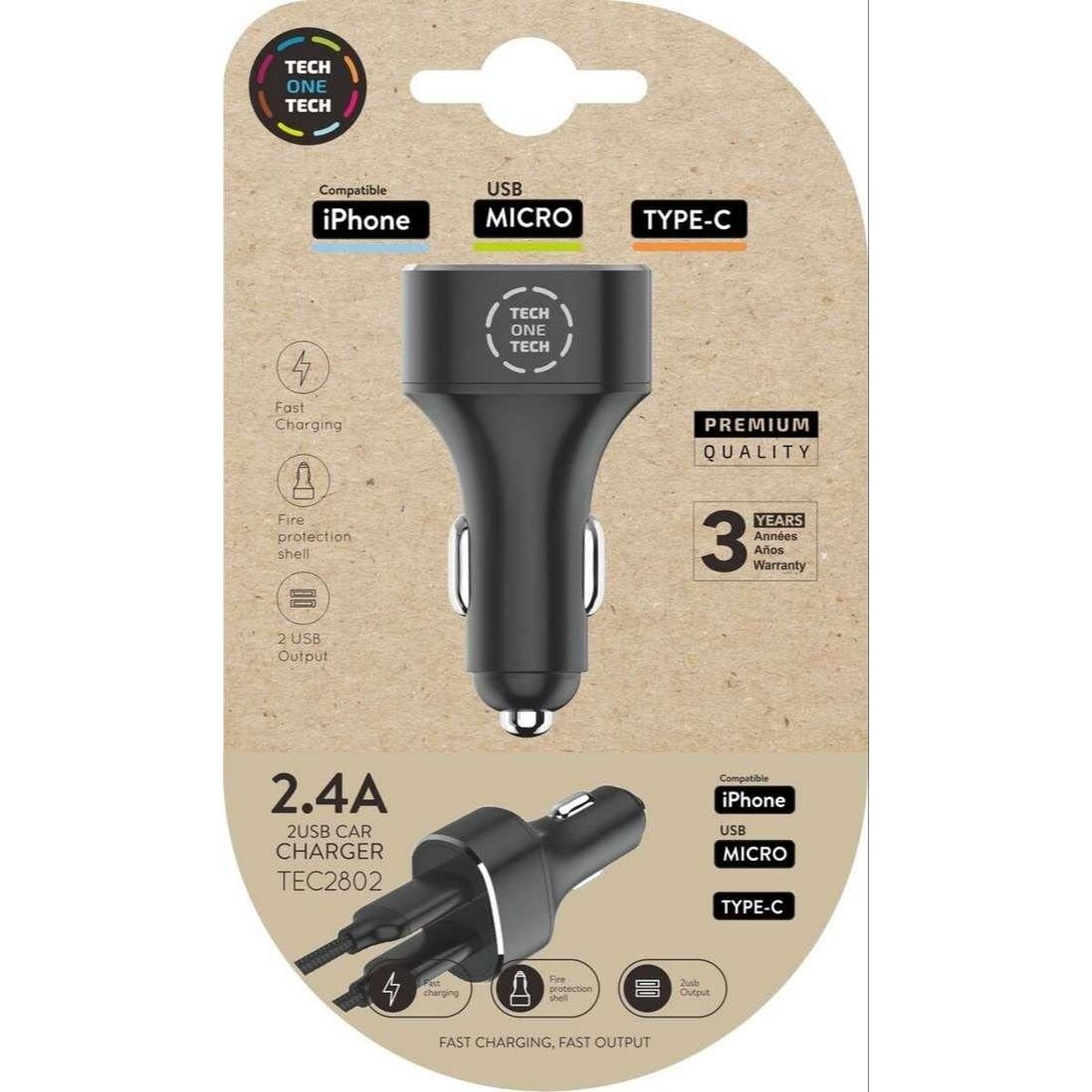 Încărcător de Mașină Tech One Tech TEC2802 Double USB-C