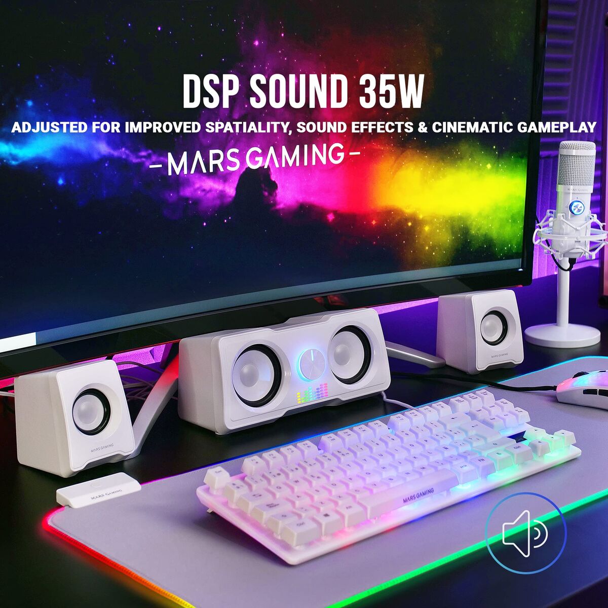 Difuzoare PC Mars Gaming MS22 Alb 35 W 4 W