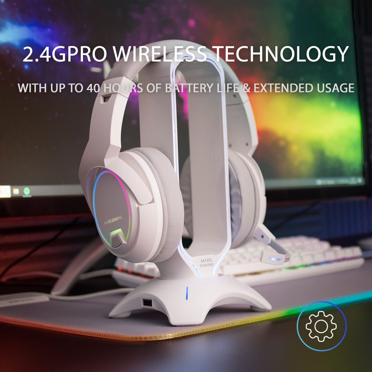 Căști cu Microfon Mars Gaming MHW-100 Alb