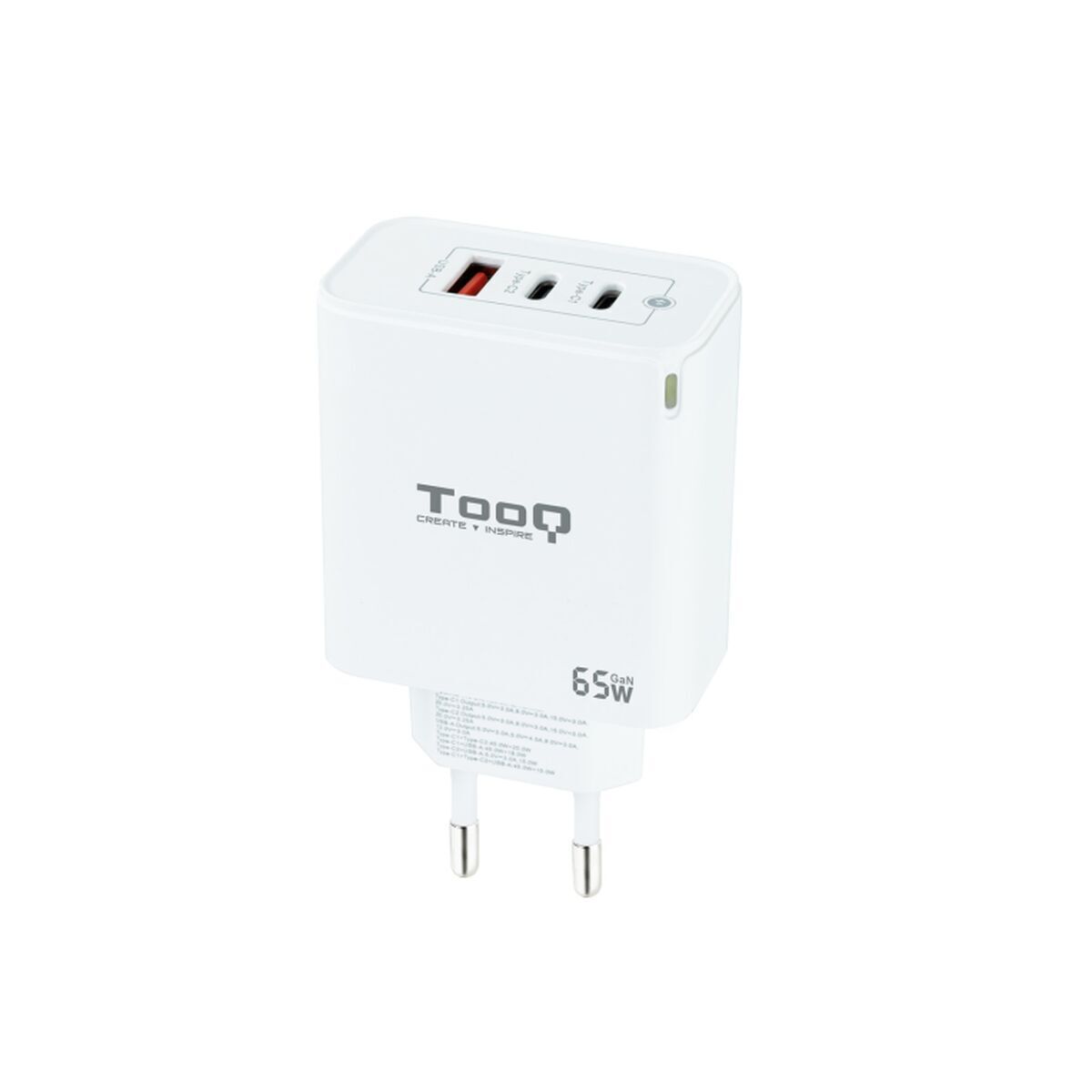 Încărcător de Perete TooQ TQWC-GANQC2PD65WT Alb 65 W