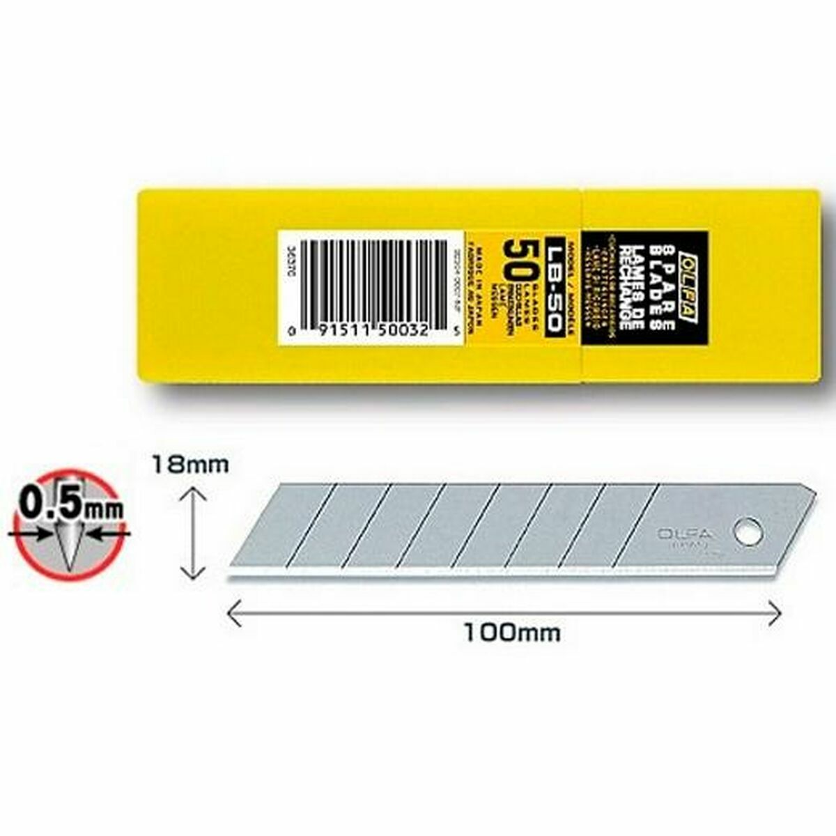 Lamă de tăiere Olfa Divizibil Cutter 18 mm 50 Unități