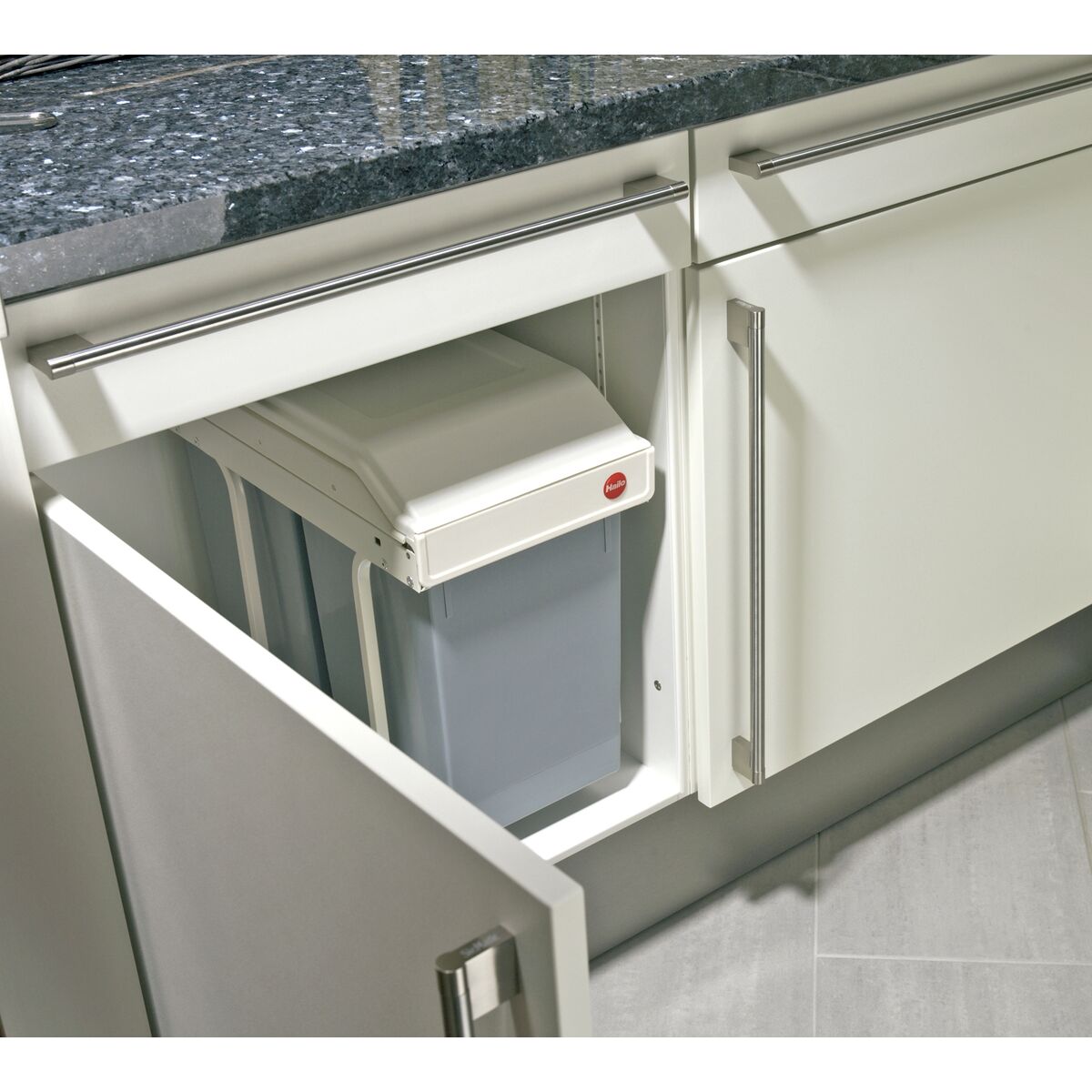 Pubelă Hailo Multi-Box duo L Alb Gri Crem Oțel Plastic 2 sertare 14 L Integrabil (2 Unități)