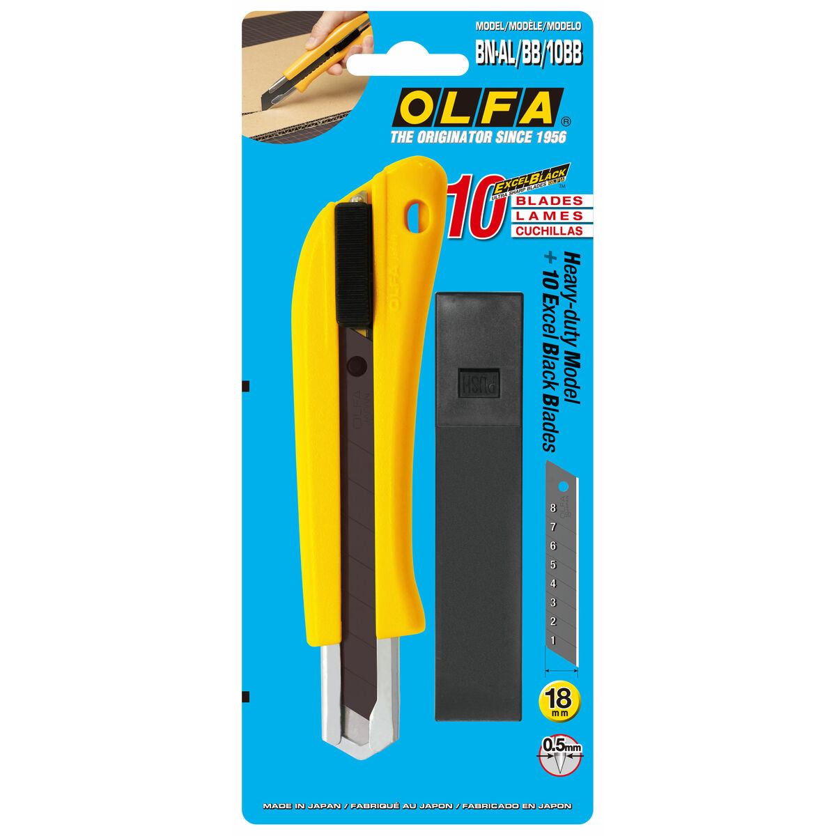 Cutter Olfa  BN-AL 18 X 0,5 MM Galben Negru 18 mm 10 Piese