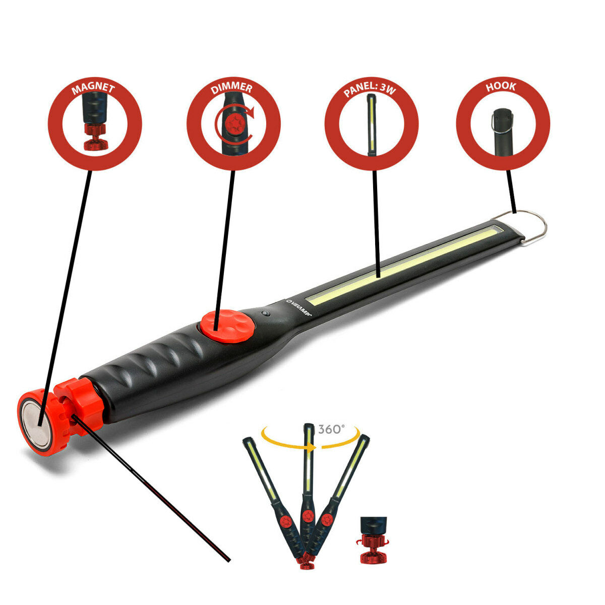 Lanternă Velamp BLACKMAN 3 W 150 Lm Reîncărcabil/ă