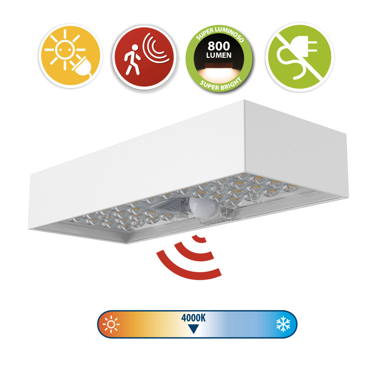 Lampă de perete Velamp TEGEL Alb Policarbonat 6 W 800 lm (4000 K)