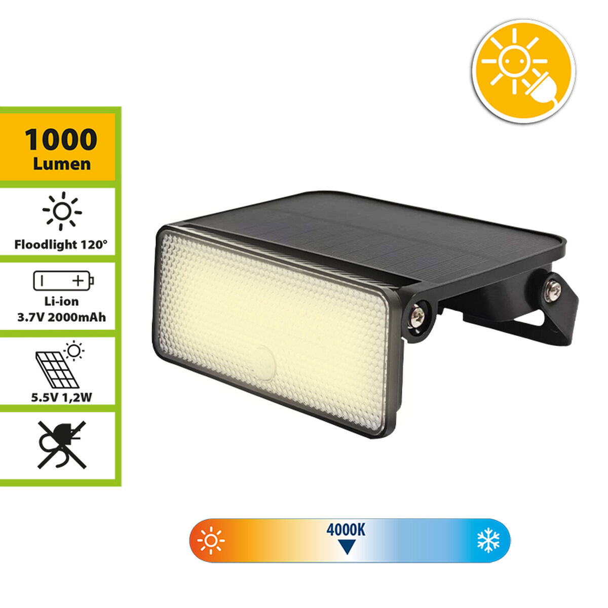 Lampă solară Velamp MAYA 12 W 4000 K 1600 lm Alb