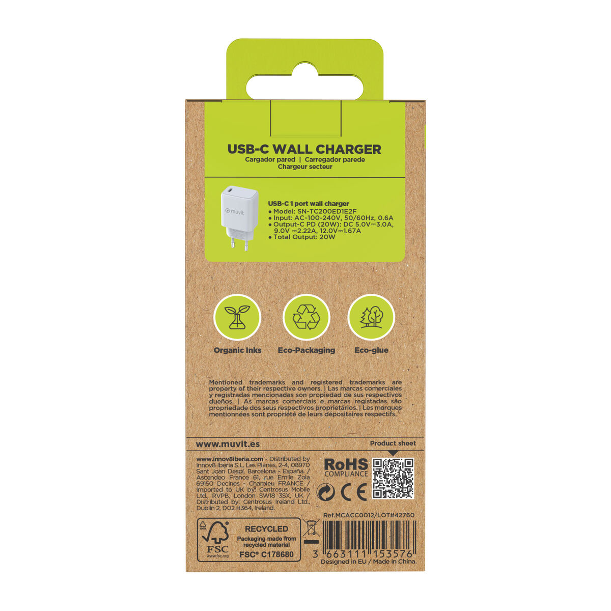 Încărcător de Perete Muvit Alb 20 W