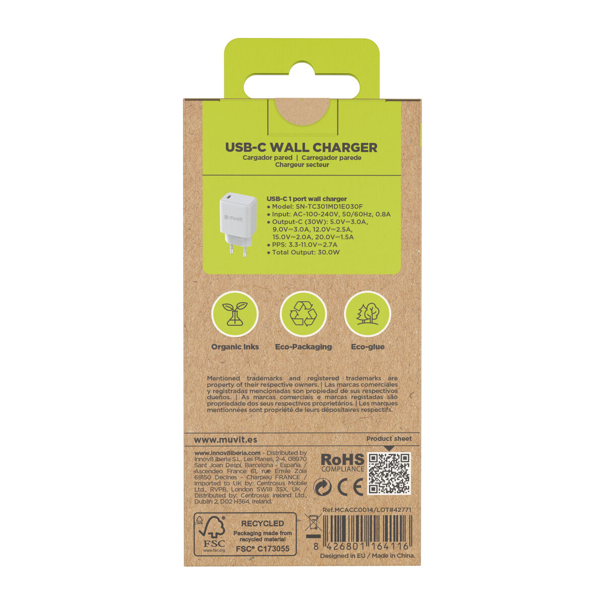 Încărcător de Perete Muvit MCACC0014 Alb 30 W