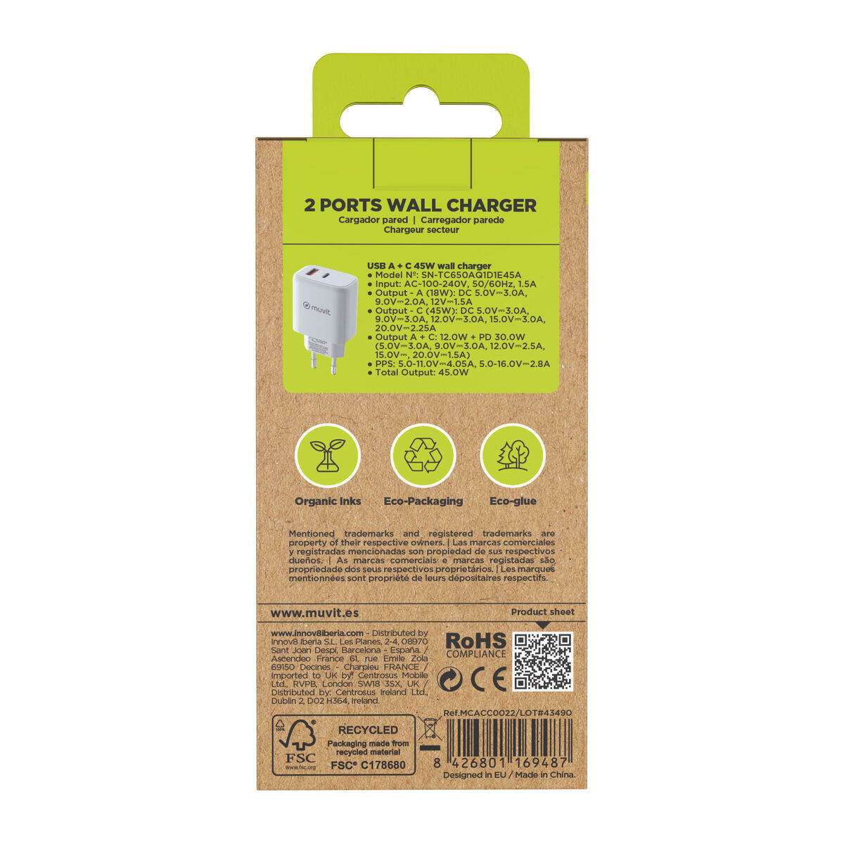 Încărcător de Perete Muvit for Change MCD356 Alb 18 W 45 W