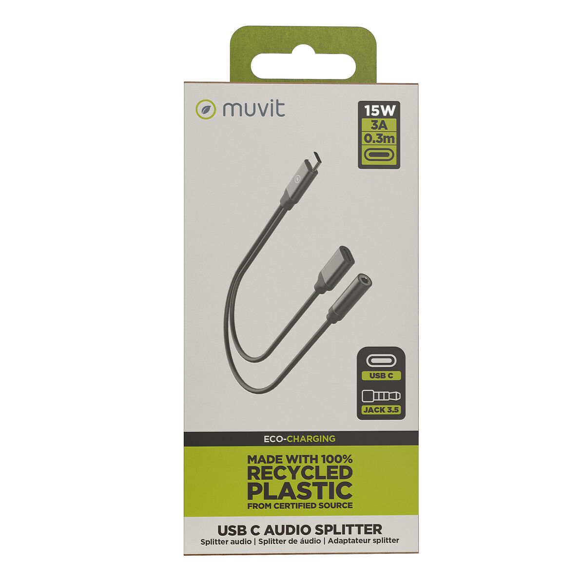 Adaptor Audio Jack Muvit for Change Negru