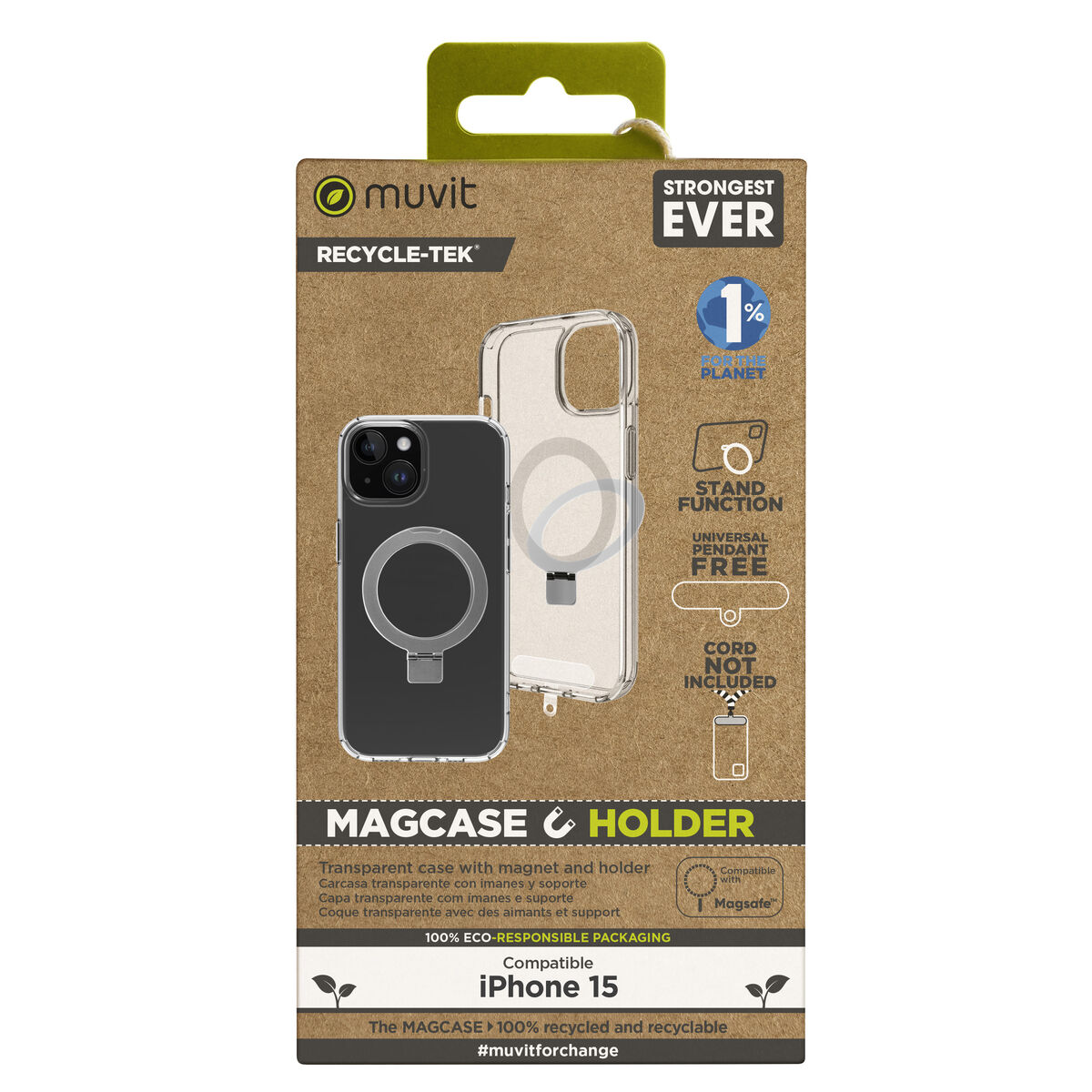 Husă pentru Mobil Muvit for Change iPhone 15 Clear iPhone 15 Magnetic