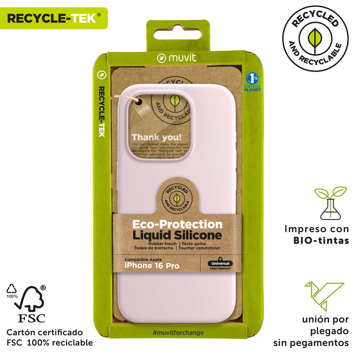 Husă pentru Mobil Muvit for Change iPhone 16 Pro Roz