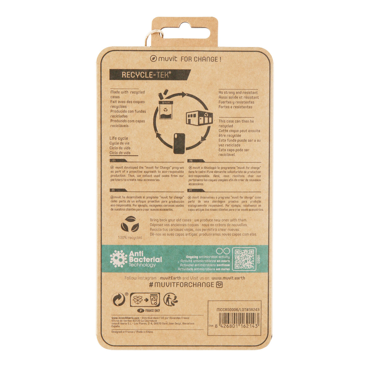 Husă pentru Mobil Muvit for Change iPhone X/XS Transparent