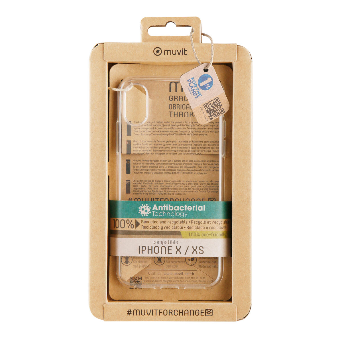 Husă pentru Mobil Muvit for Change iPhone X/XS Transparent