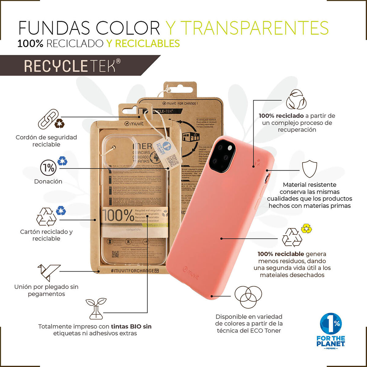 Husă pentru Mobil Muvit for Change iPhone 12/12 Pro Transparent