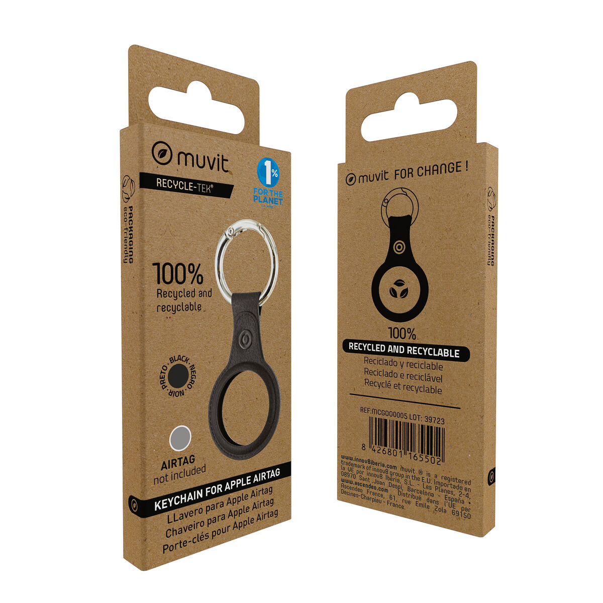 Breloc Muvit for Change Negru Husă AirTag