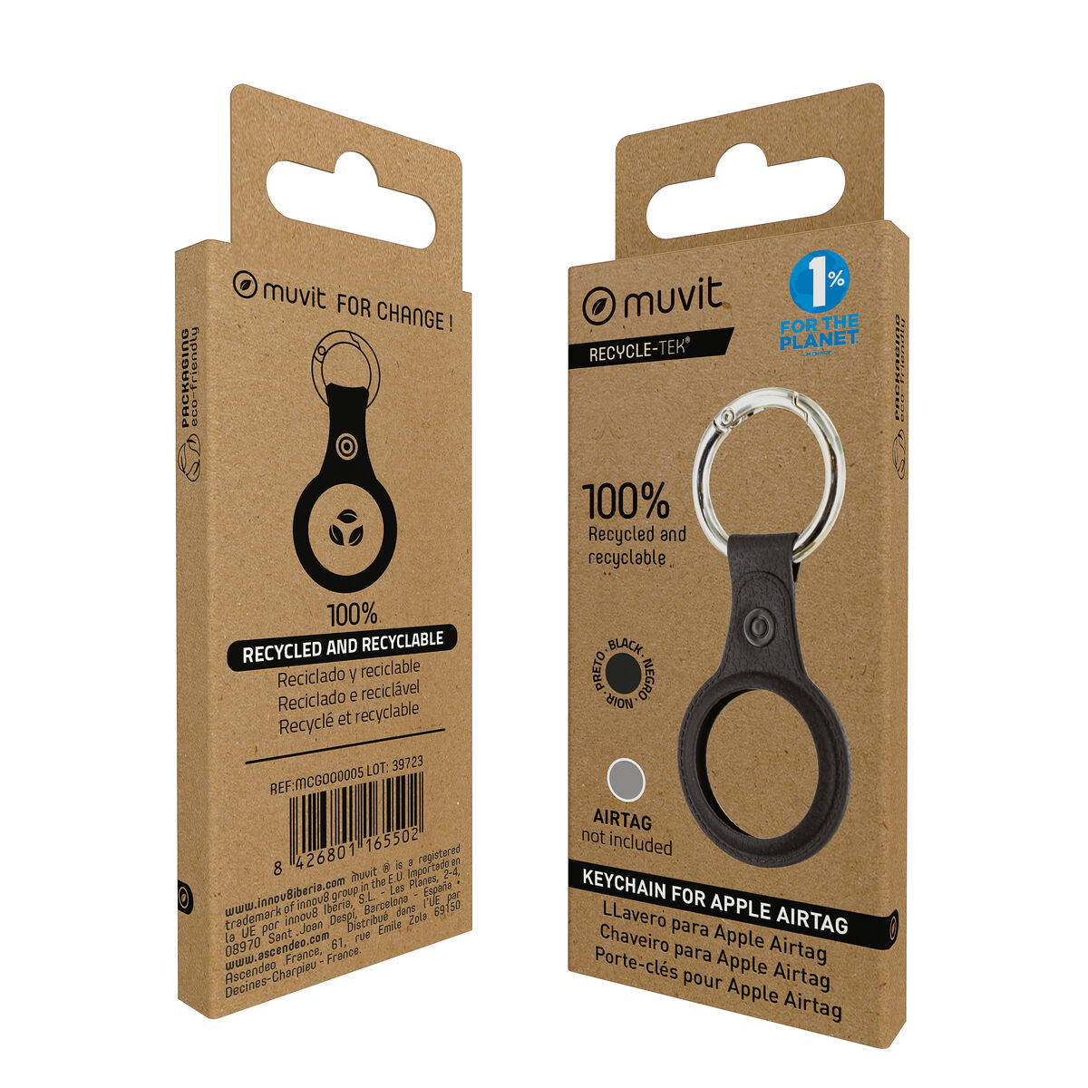 Breloc Muvit for Change Negru Husă AirTag