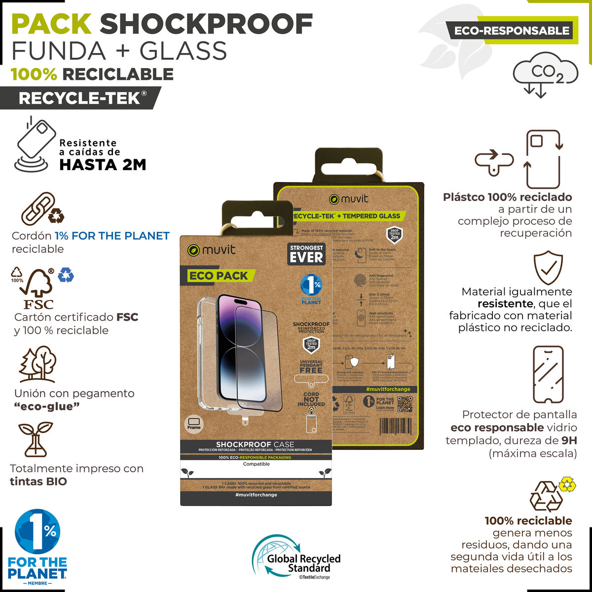 Husă și Protector pentru Mobil Muvit for Change iPhone 15 Pro Max