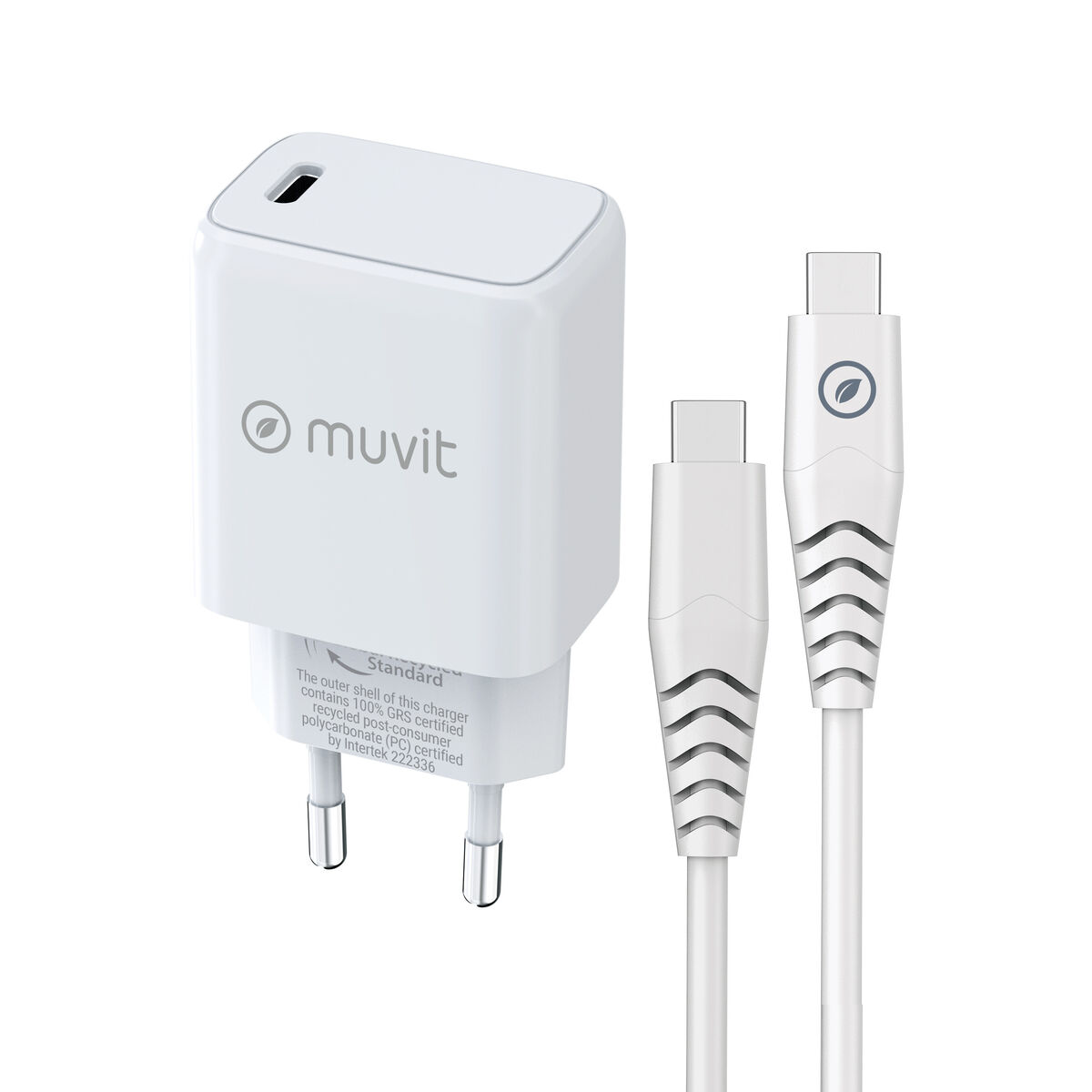 Încărcător de Perete + Cablu USB-C Muvit for Change Alb