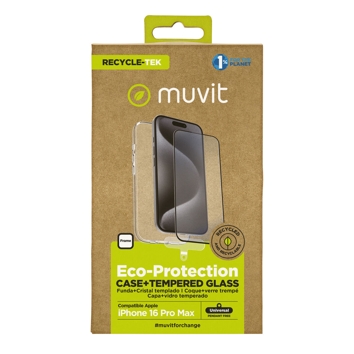 Husă și Protector pentru Mobil Muvit for Change iPhone 16 Pro Max Negru