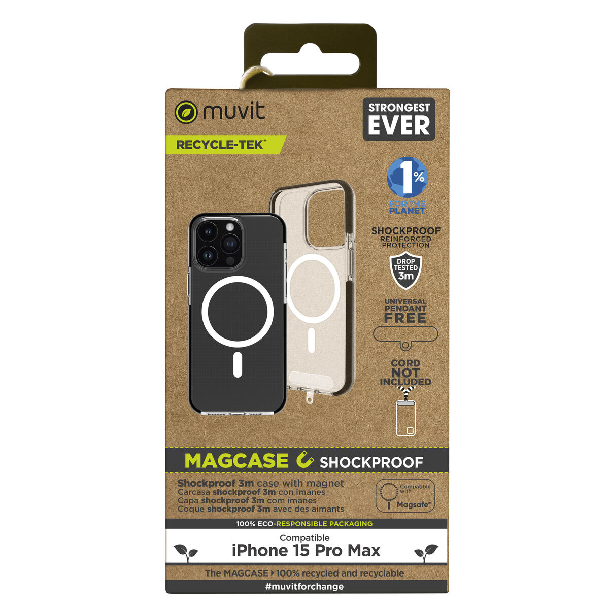Husă pentru Mobil Muvit for Change iPhone 15 Pro Max Clear Magnetic