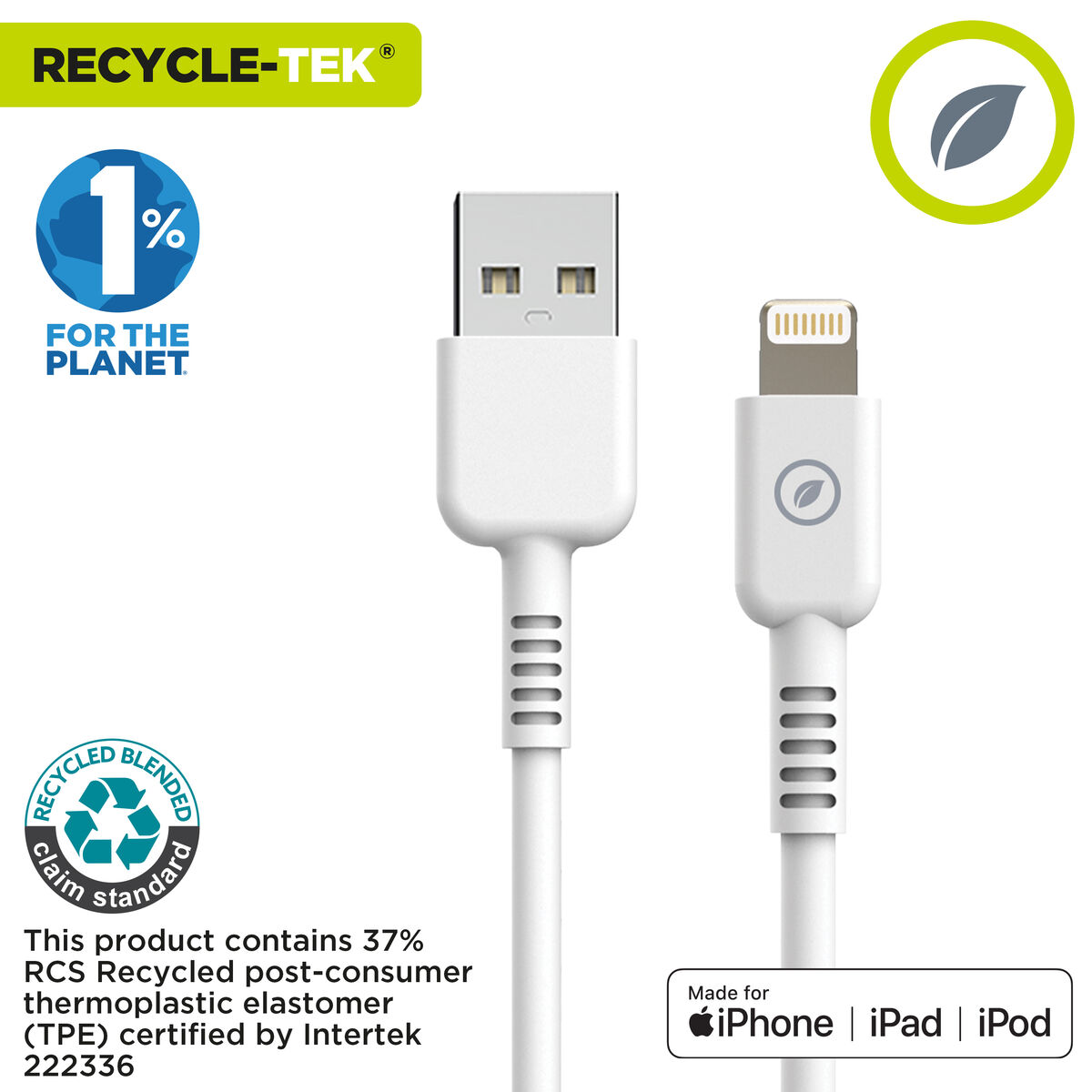 Cablu USB la Lightning Muvit for Change Alb 1,2 m