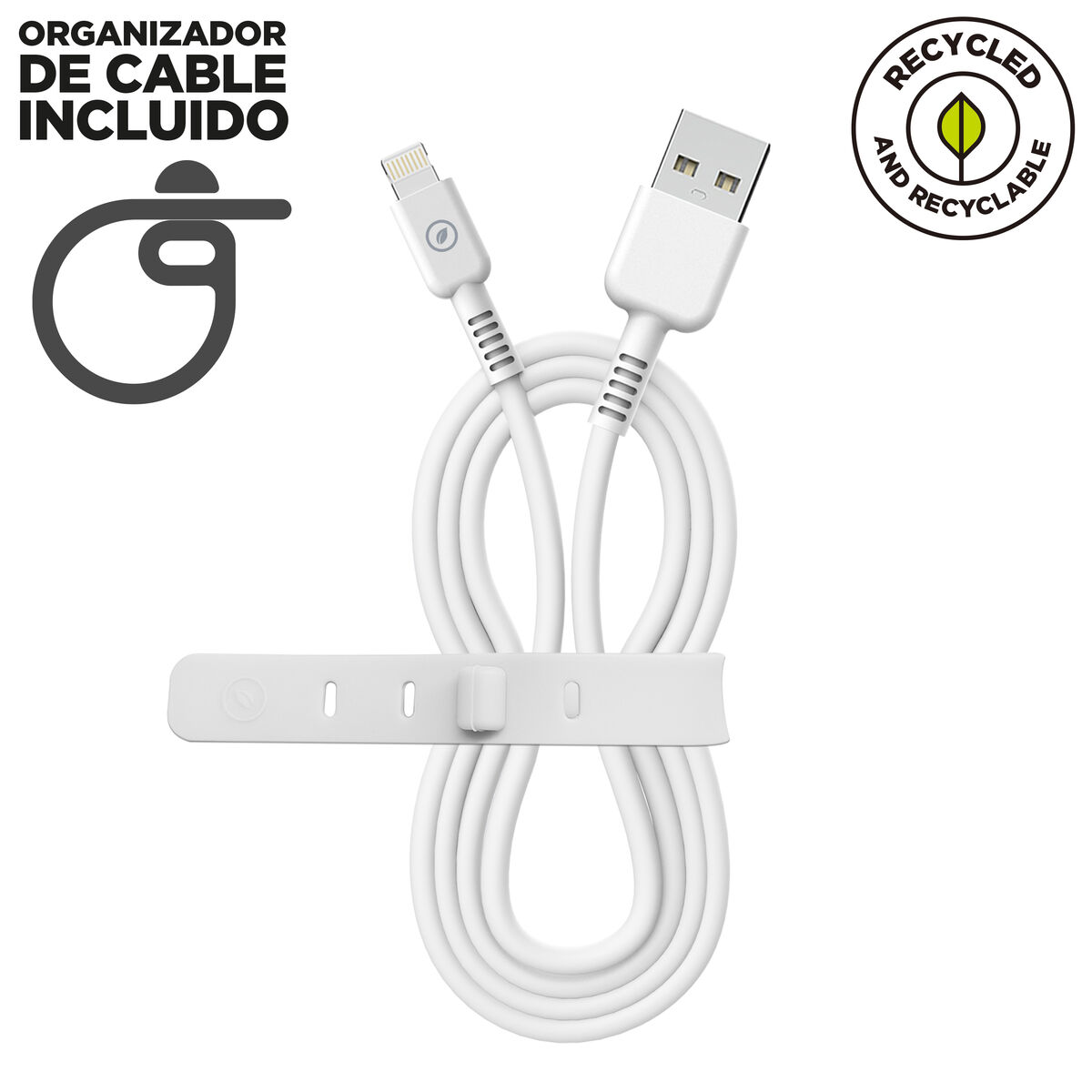 Cablu USB la Lightning Muvit for Change Alb