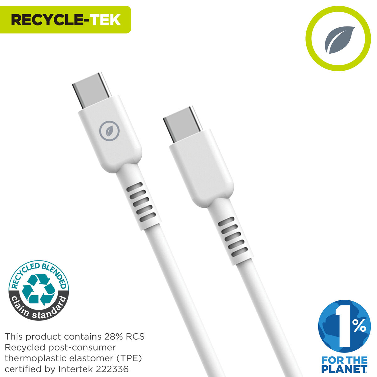 Cablu USB-C la USB-C Muvit for Change Alb 3 m