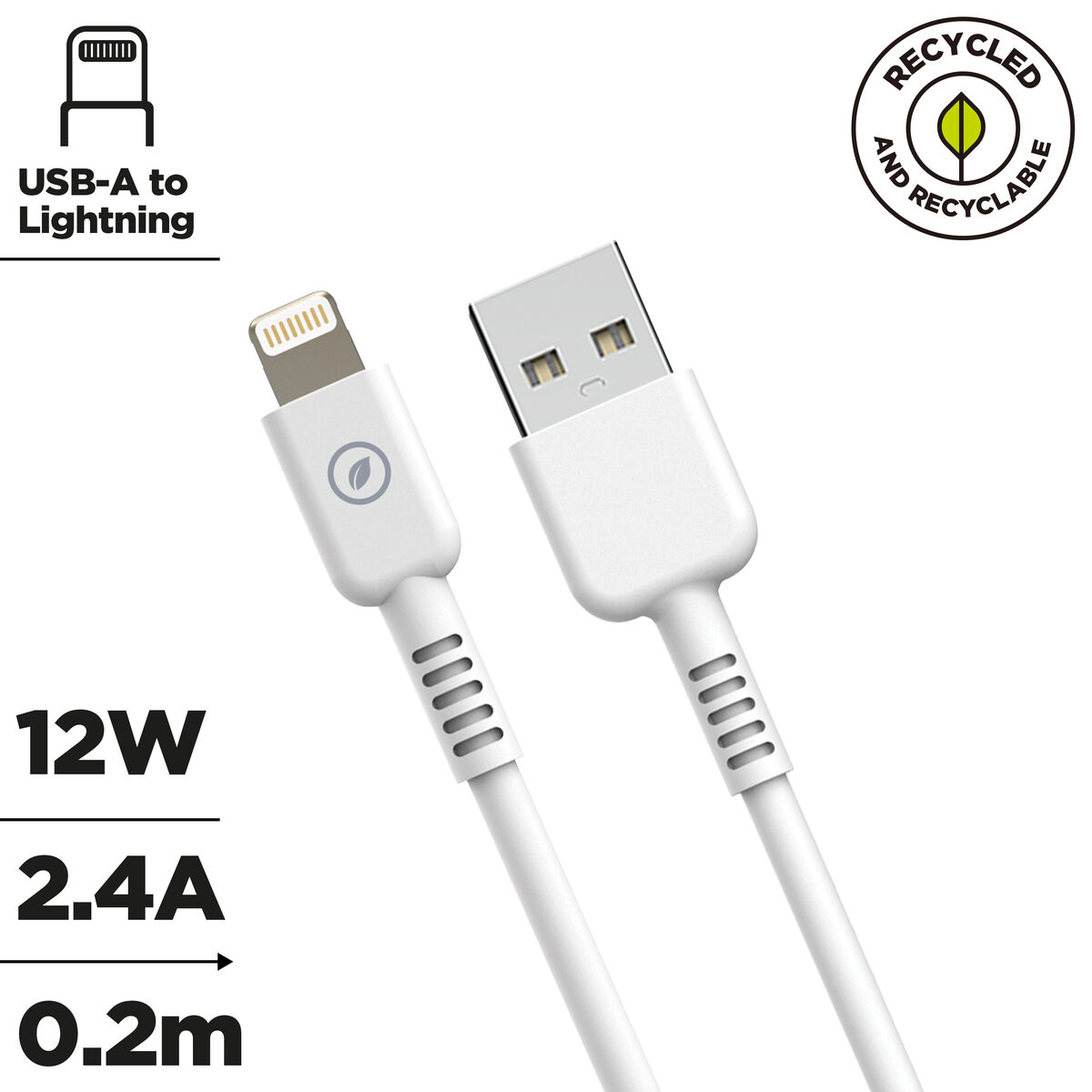 Cablu USB la Lightning Muvit for Change Alb