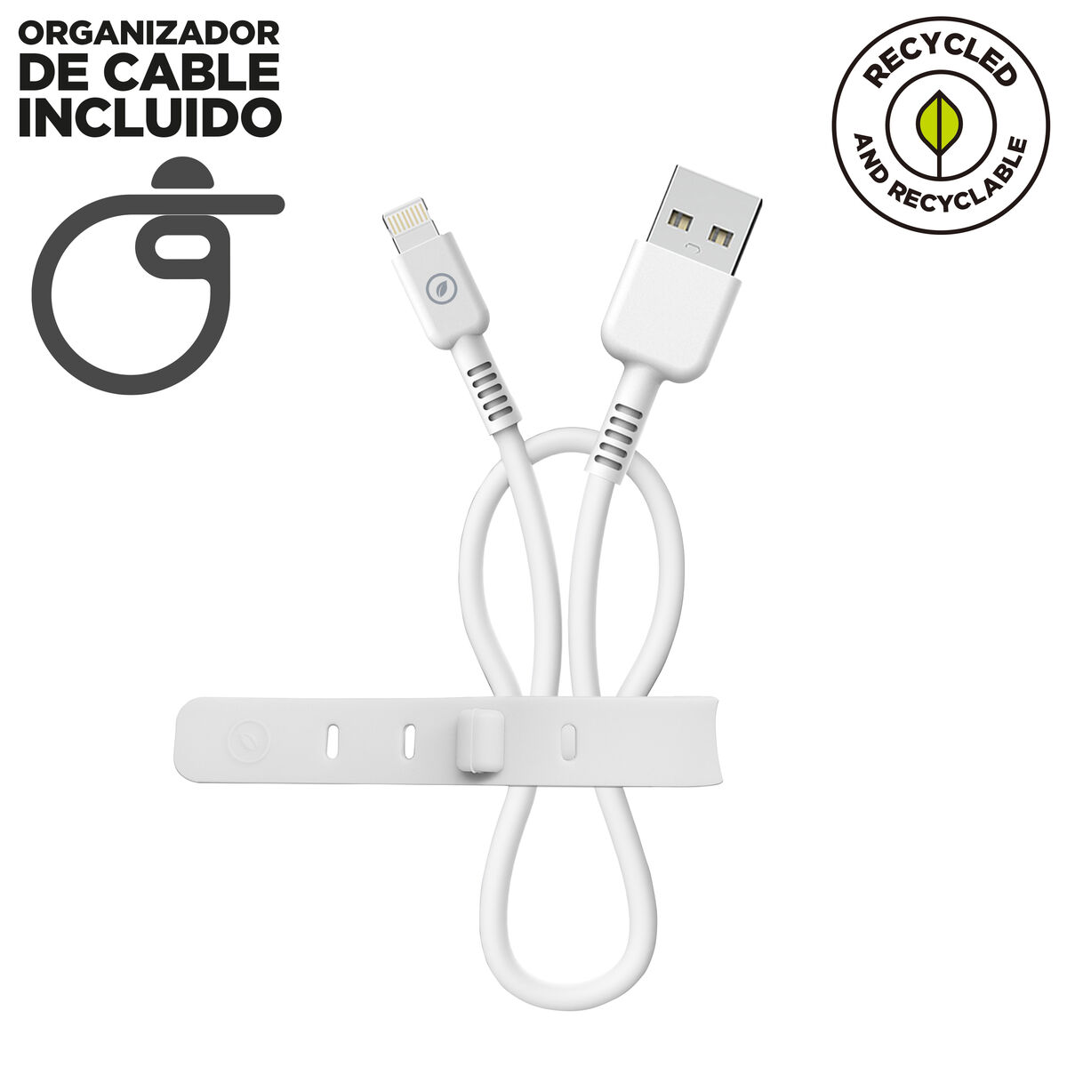 Cablu USB la Lightning Muvit for Change Alb