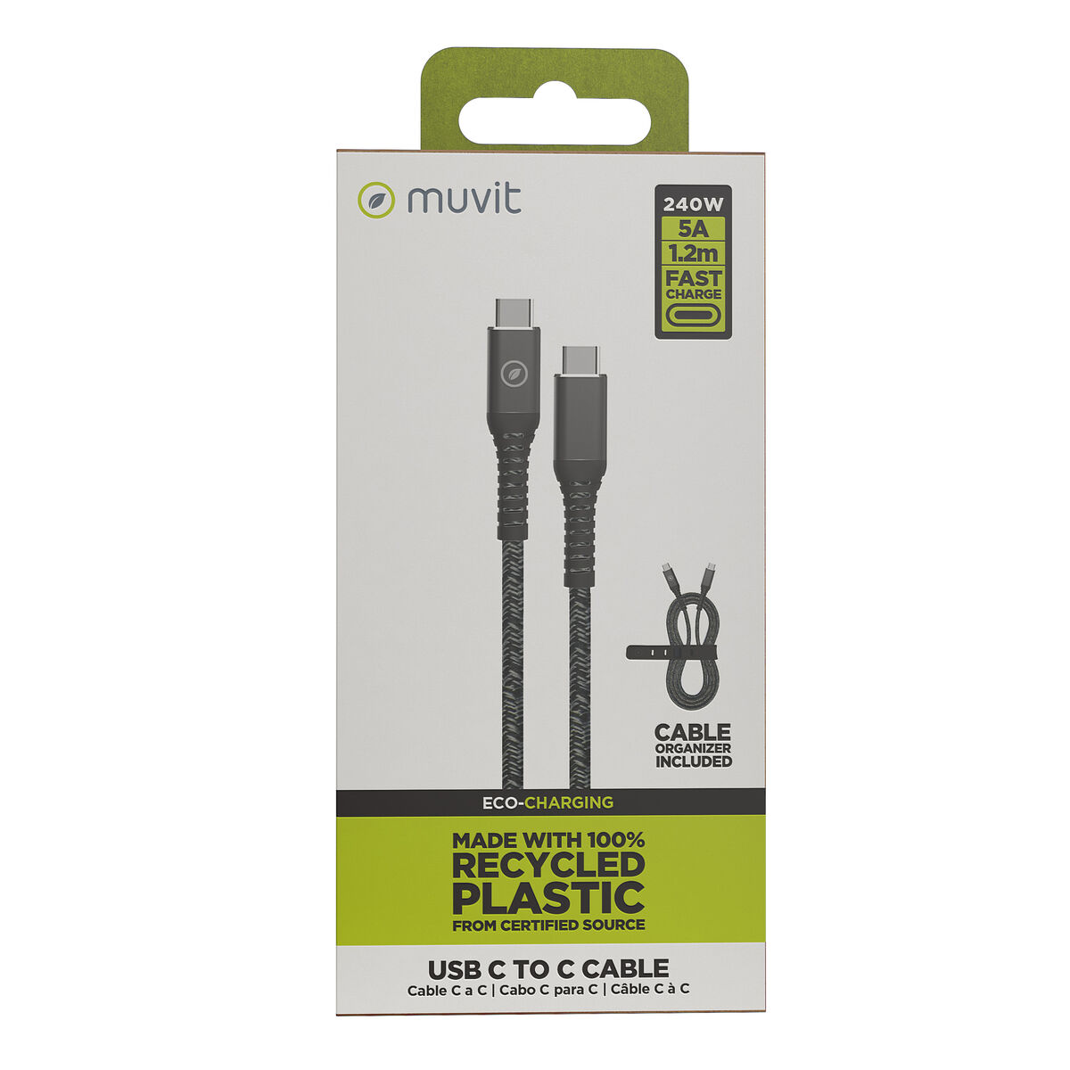 Cablu USB-C la USB-C Muvit for Change Negru 1,2 m