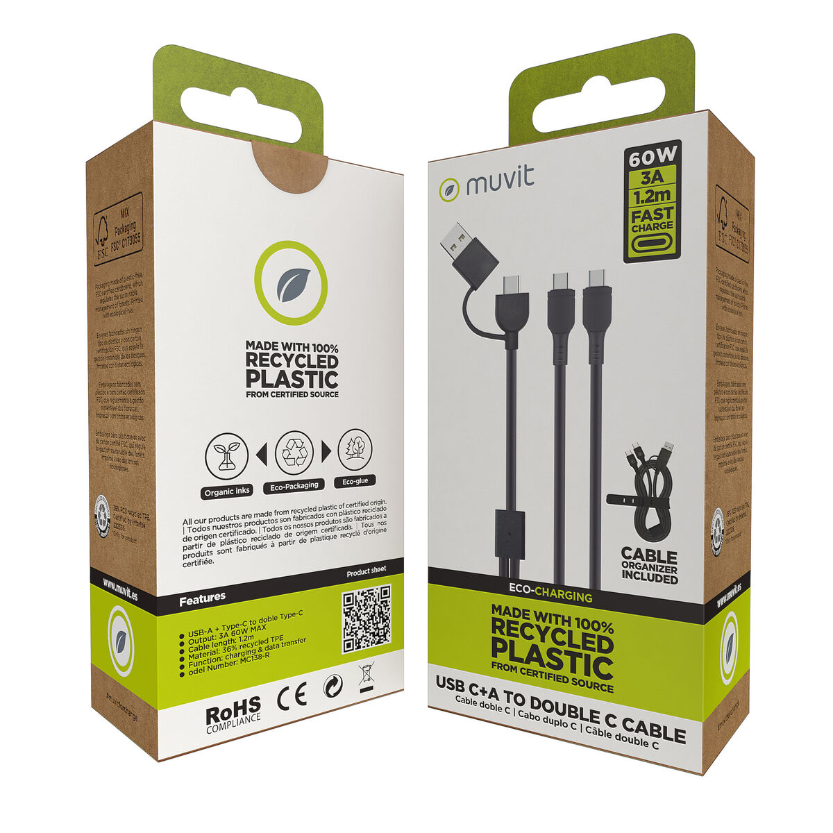 Cablu USB-C Muvit for Change Negru