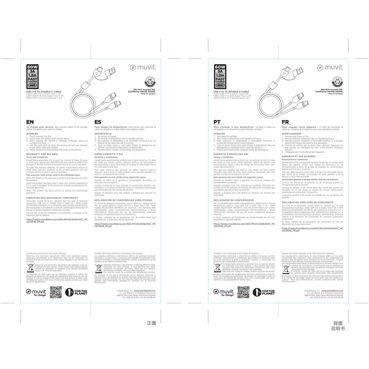 Cablu USB-C Muvit for Change Negru