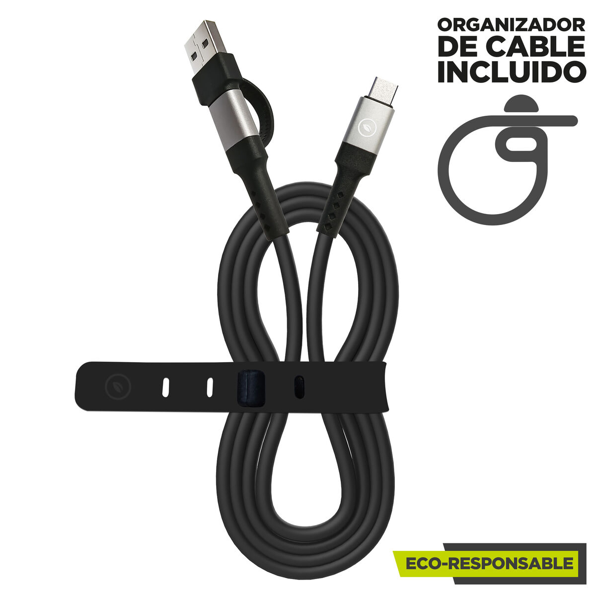 Cablu USB A la USB-C Muvit for Change Negru