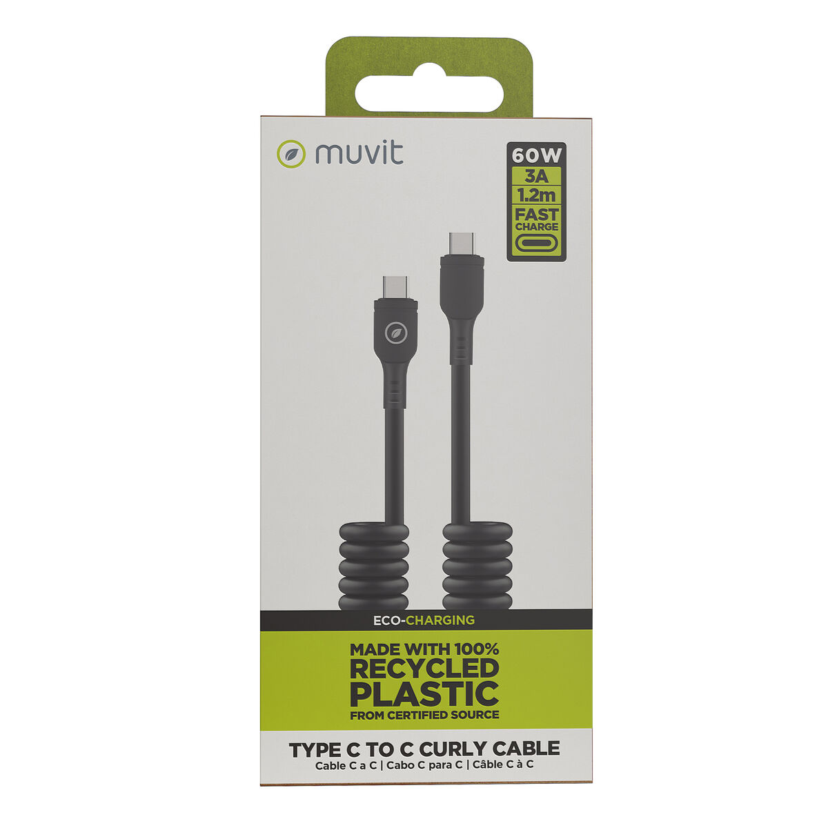 Cablu USB-C la USB-C Muvit for Change Negru 1,2 m