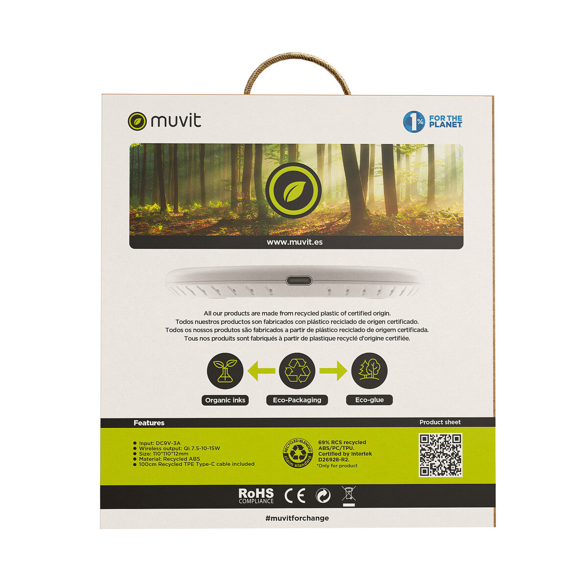 Încărcător Fără Fir Muvit for Change W114-R WHITE Alb