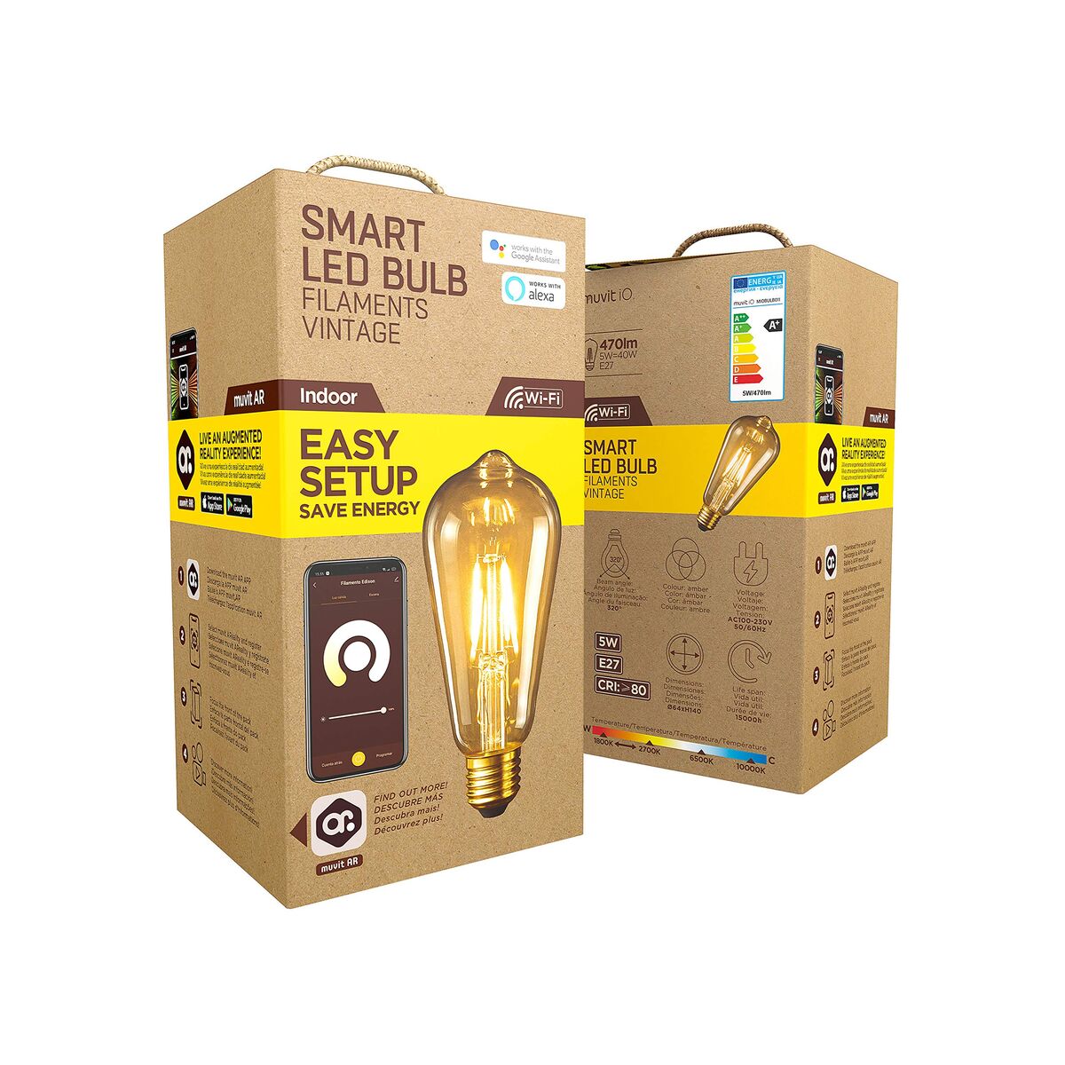 Bec Inteligent Muvit iO 5 W E27 1800 K 2700 K 480 Lm Wi-Fi