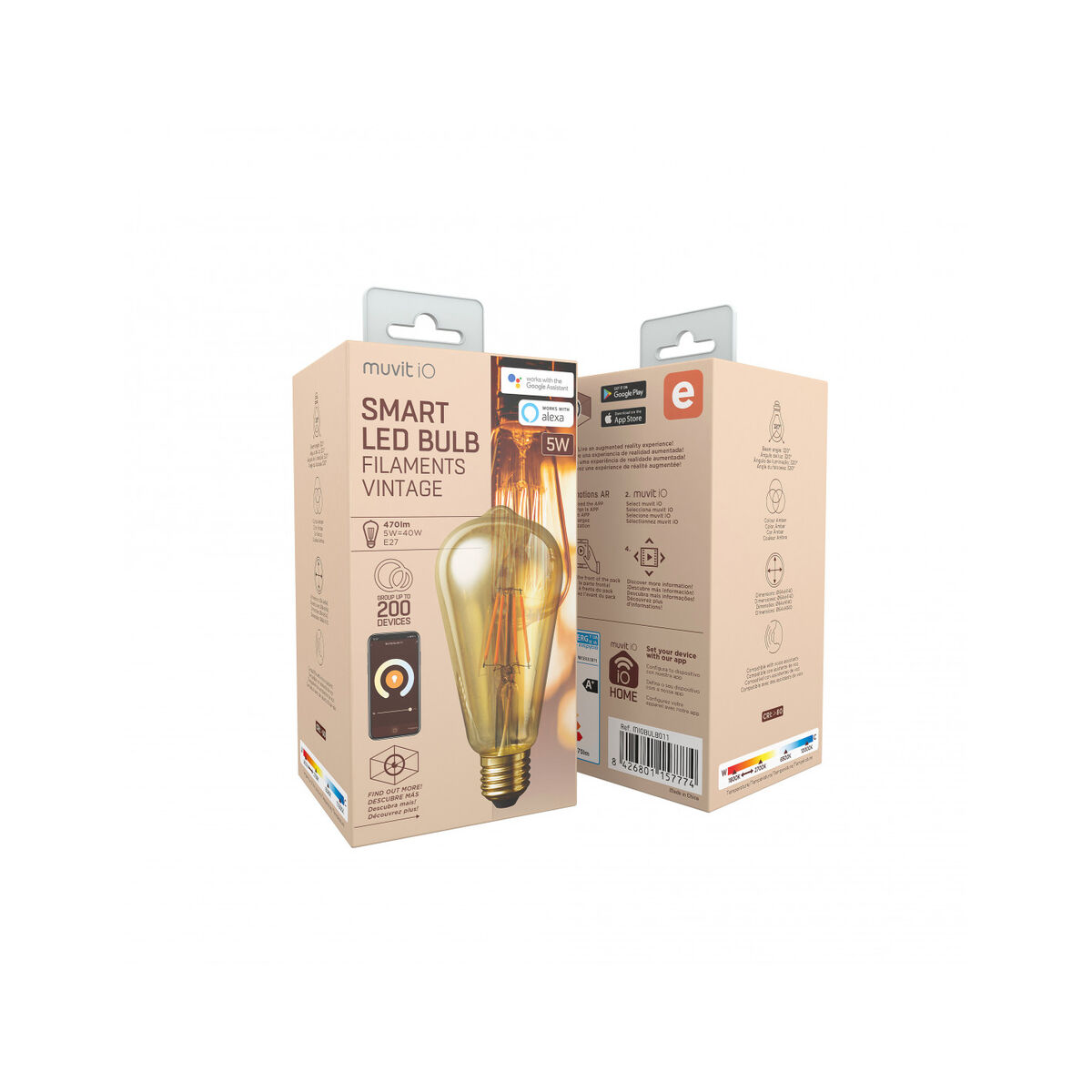 Bec Inteligent Muvit iO 5 W E27 1800 K 2700 K 480 Lm Wi-Fi