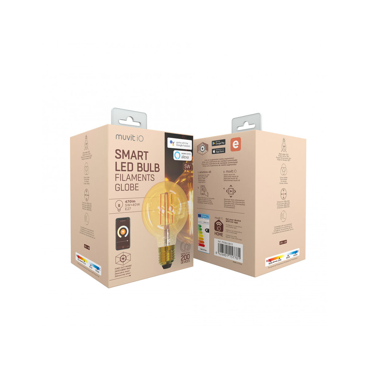 Bec Inteligent Muvit iO 5 W E27 1800 K 2700 K 480 Lm Wi-Fi