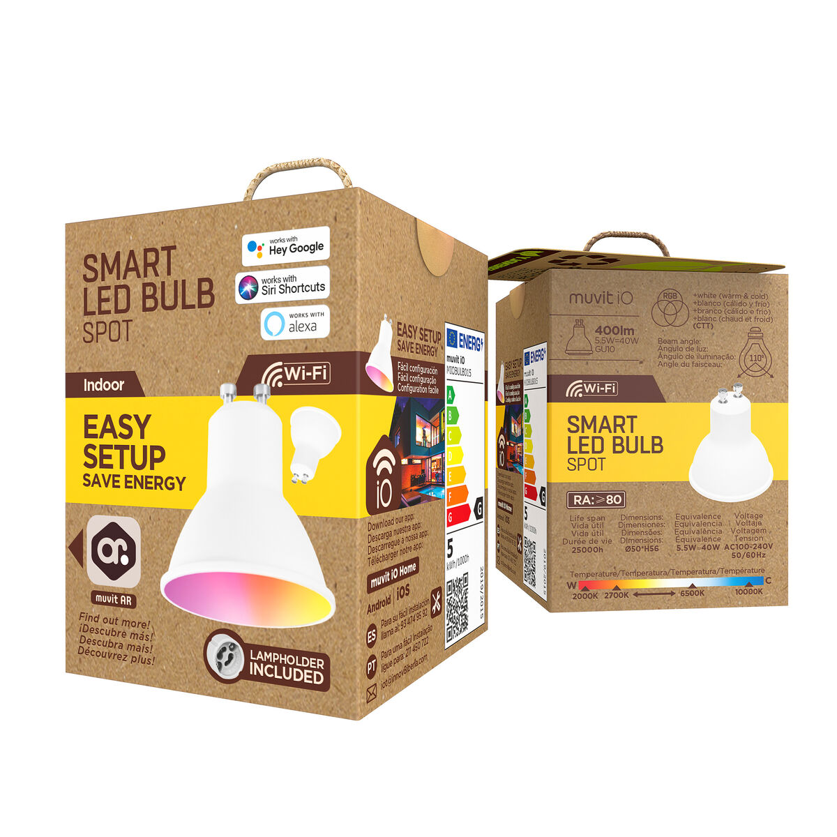 Bec Inteligent muvit iO iO Wi-Fi GU10 LED 2700 K 6500 K 400 lm