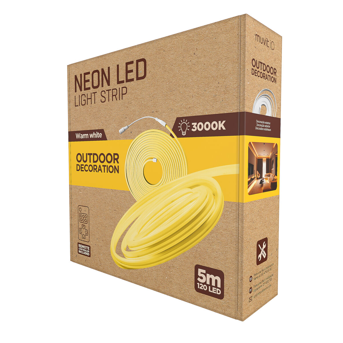Benzi LED muvit iO iO Alb cald Transparent 5 m Neon