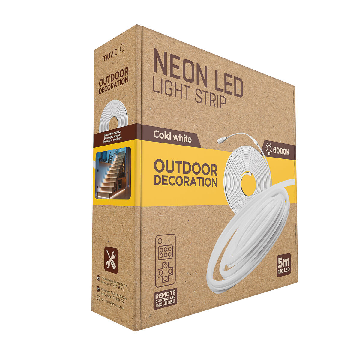 Benzi LED muvit iO iO Alb rece Transparent 5 m Neon