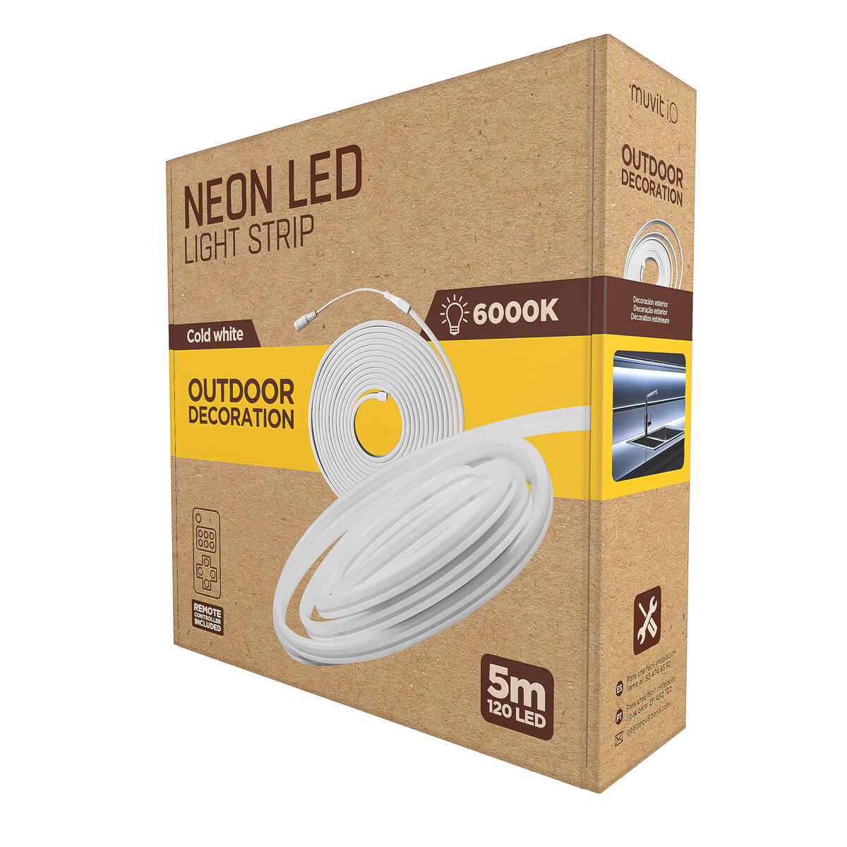 Benzi LED muvit iO iO Alb rece Transparent 5 m Neon