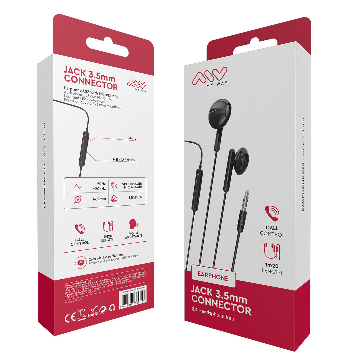 Căști cu Microfon Myway Negru