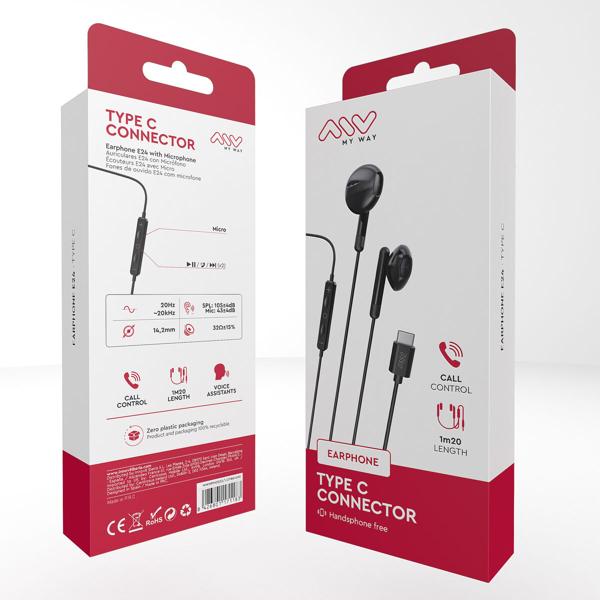 Căști cu Microfon Myway Negru