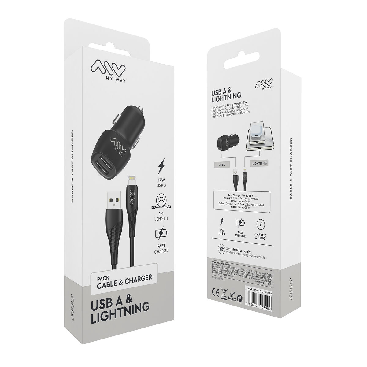 Încărcător de Mașină Myway Negru