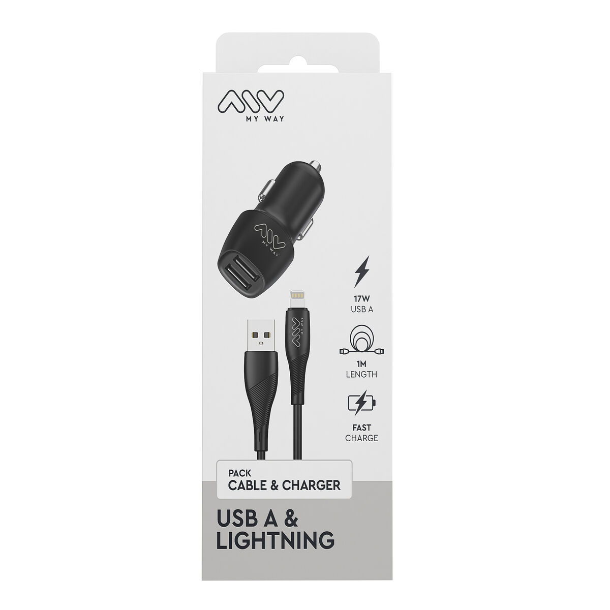 Încărcător de Mașină Myway Negru