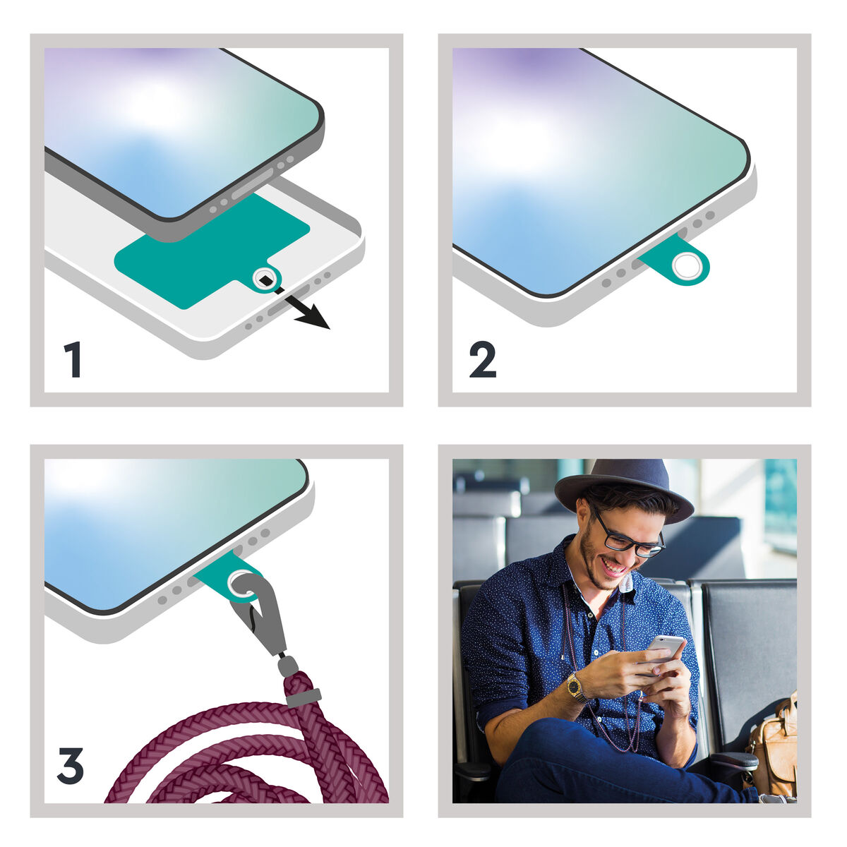 Șnur telefon mobil Myway Albastru Roșu