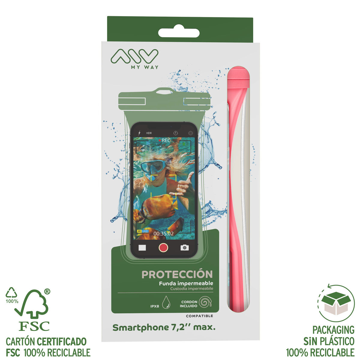 Husă Acvatică Myway Floating Roz Universal 7,2" (7")