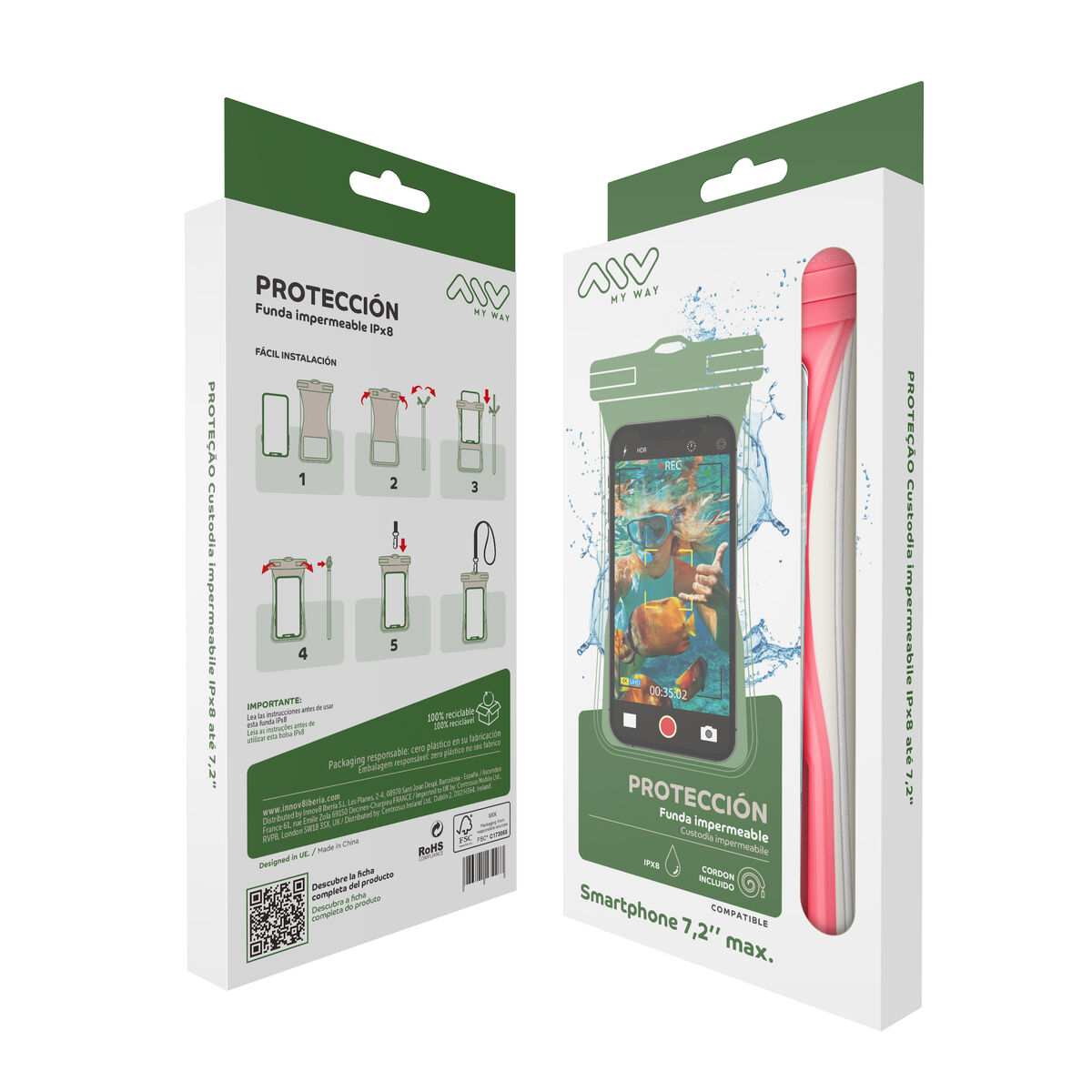 Husă Acvatică Myway Floating Roz Universal 7,2" (7")